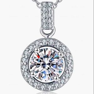 1CT GRA CERTIFIED Diamond 18K white gold halo necklace Black Friday sale deals